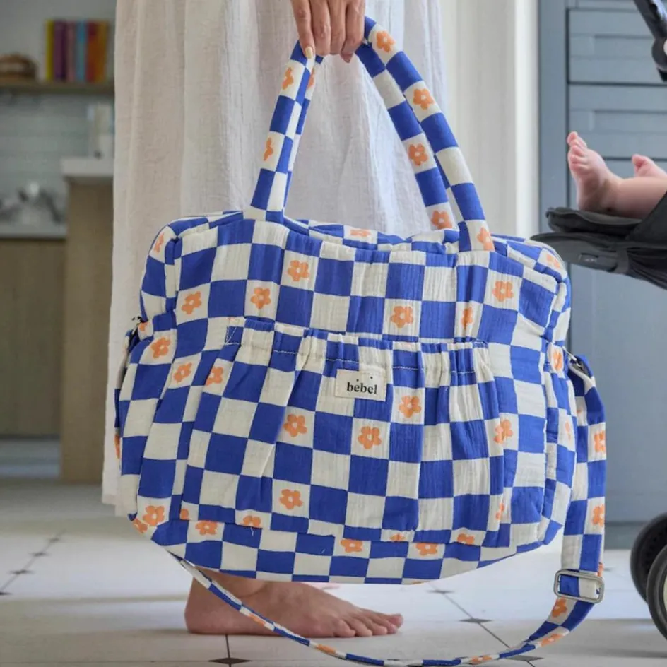 Sac à langer Comme un bonbon Romy damier bleu|BEBEL Hot