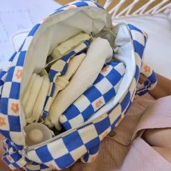 Sac à langer Comme un bonbon Romy damier bleu|BEBEL Hot