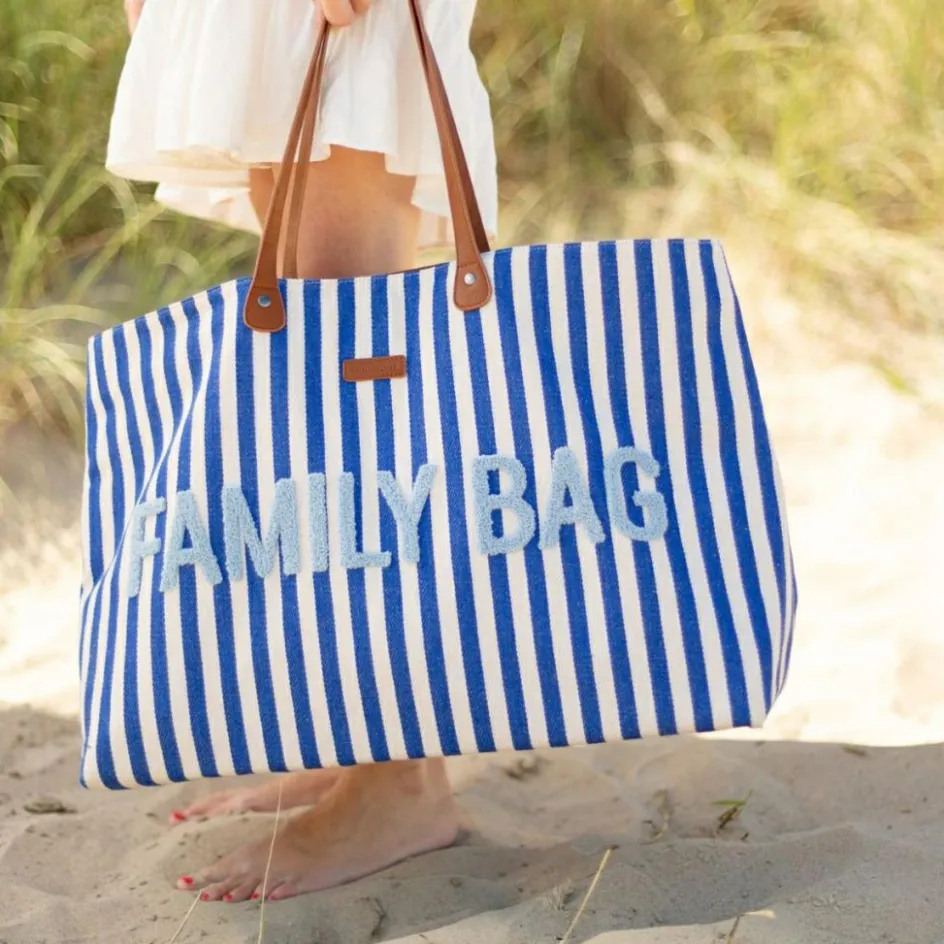 Sac à langer Family Bag rayures bleu électrique-bleu clair|Childhome Clearance