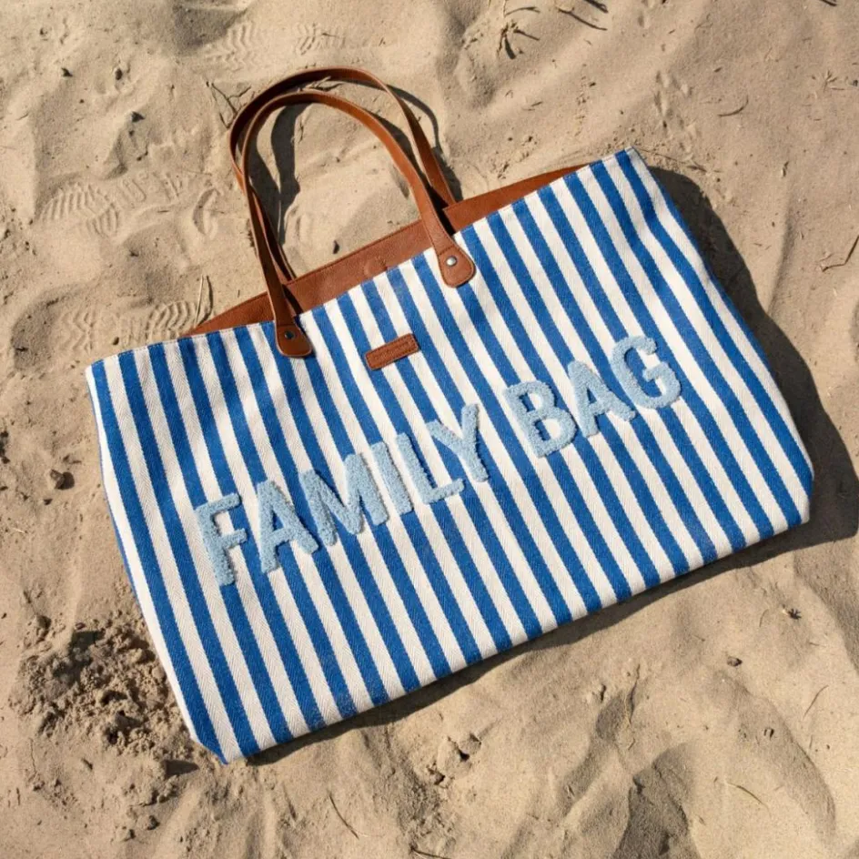 Sac à langer Family Bag rayures bleu électrique-bleu clair|Childhome Clearance