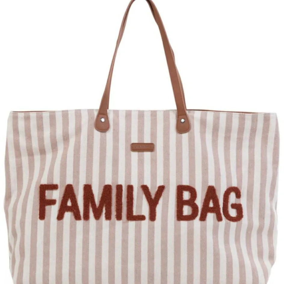 Sac à langer Family Bag rayures nude-terracotta|Childhome Clearance