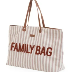Sac à langer Family Bag rayures nude-terracotta|Childhome Clearance