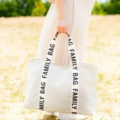 Childhome Sac à langer Family bag signature Canvas écru