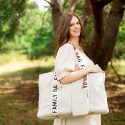 Childhome Sac à langer Family bag signature Canvas écru
