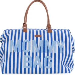 Sac à langer Mommy Bag rayures bleu électrique-bleu clair|Childhome Discount