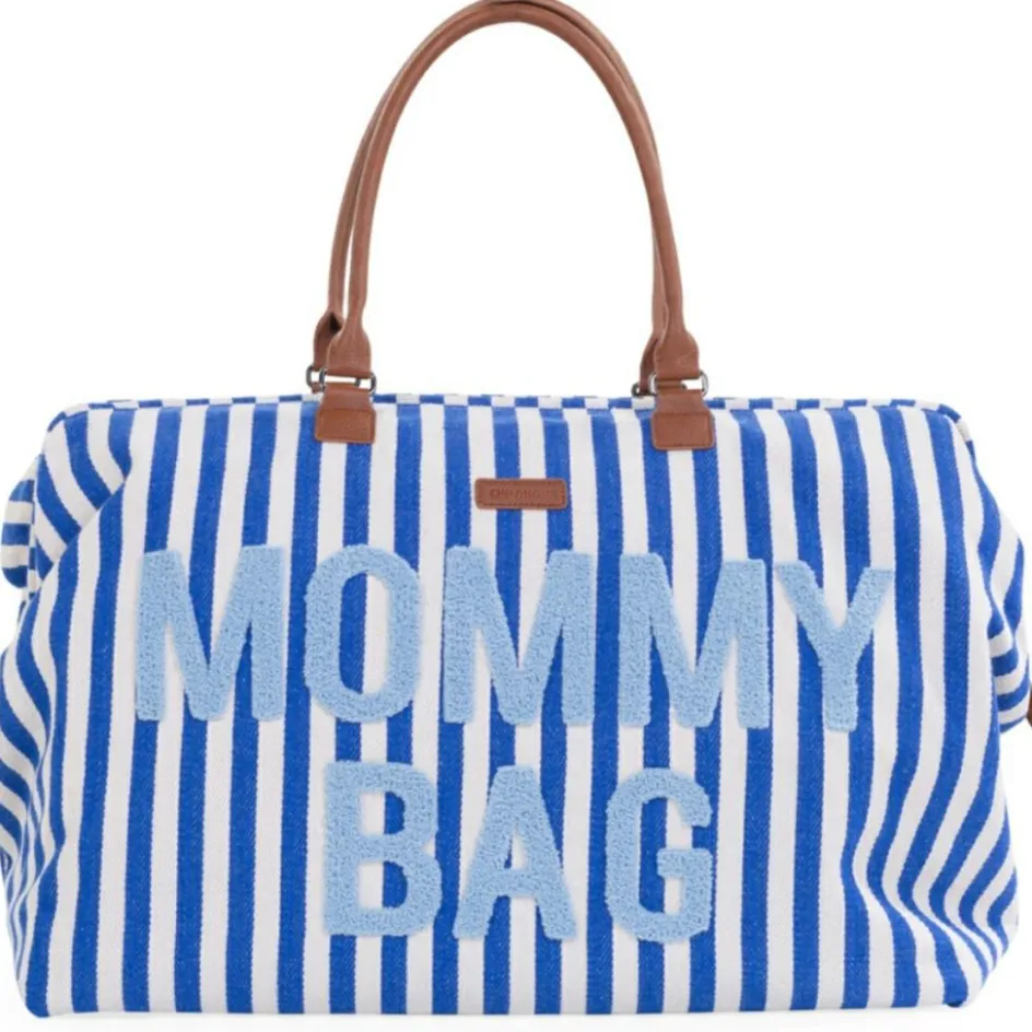 Sac à langer Mommy Bag rayures bleu électrique-bleu clair|Childhome Discount