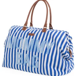 Sac à langer Mommy Bag rayures bleu électrique-bleu clair|Childhome Discount