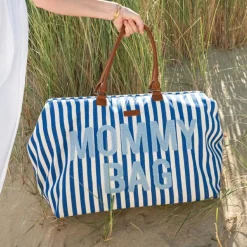 Sac à langer Mommy Bag rayures bleu électrique-bleu clair|Childhome Discount