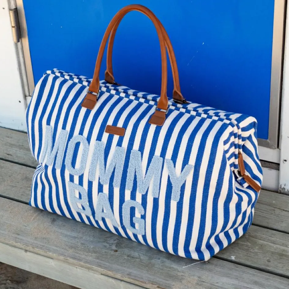 Sac à langer Mommy Bag rayures bleu électrique-bleu clair|Childhome Discount