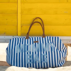 Sac à langer Mommy Bag rayures bleu électrique-bleu clair|Childhome Discount