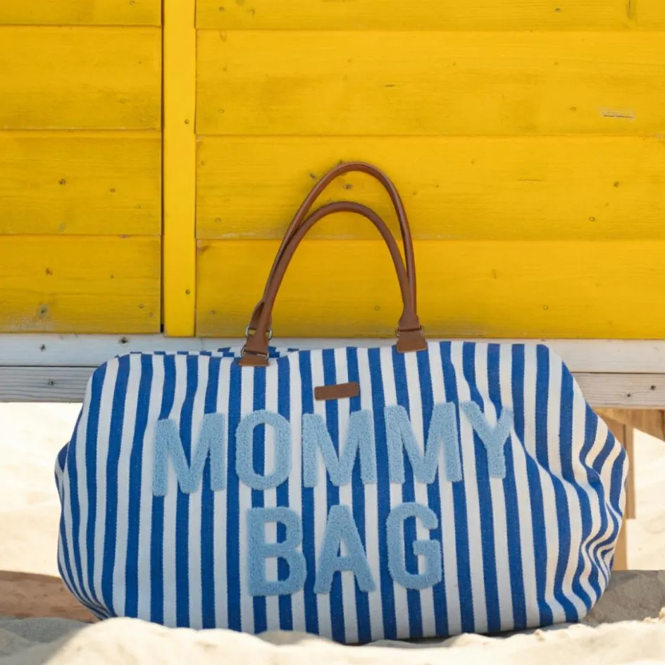 Sac à langer Mommy Bag rayures bleu électrique-bleu clair|Childhome Discount