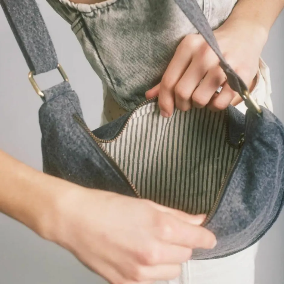 Sac banane Andrea Denim Gris|Hindbag Discount