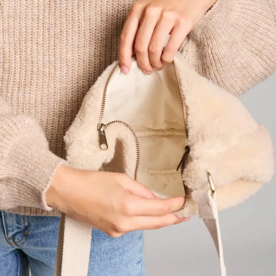 Clearance Hindbag Sac banane Andrea Teddy Beige