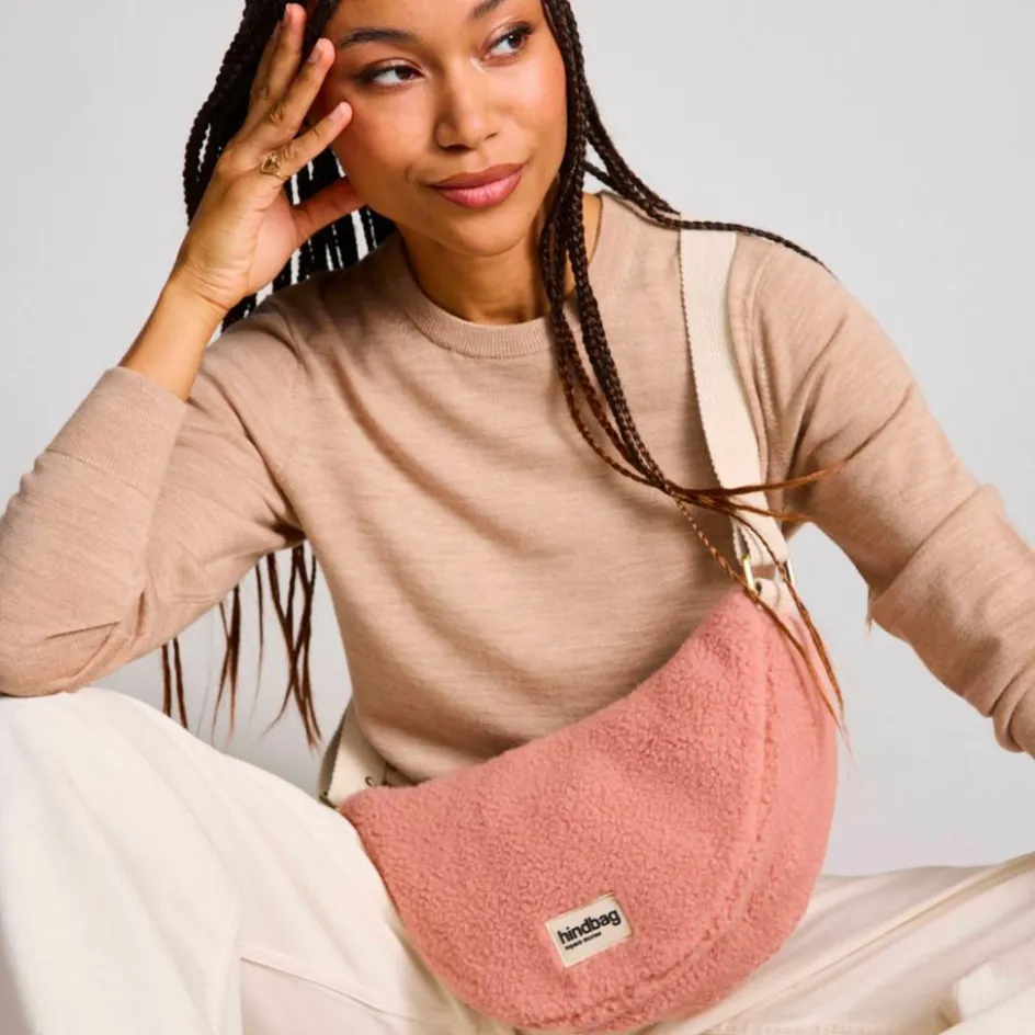 New Hindbag Sac banane Andrea Teddy Rose poudrée