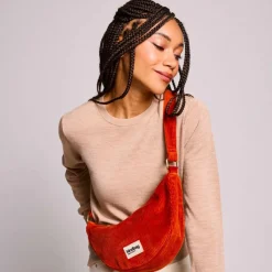 Clearance Hindbag Sac banane Andrea Velours Brique