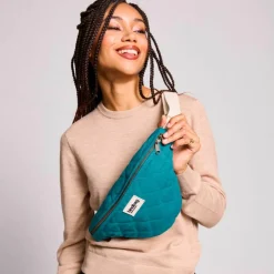 New Hindbag Sac banane Olivia matelassé Bleu Paon