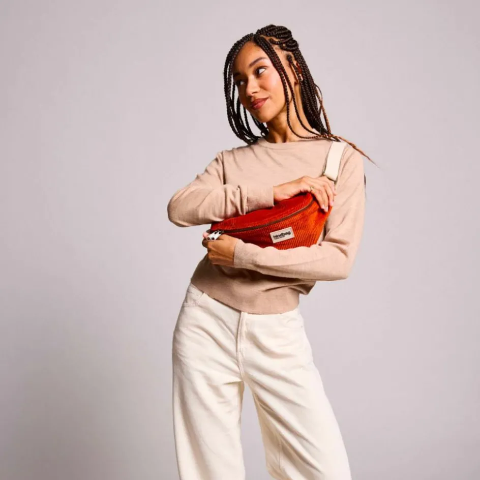 Best Hindbag Sac banane Olivia Velours Brique