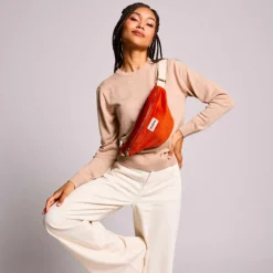 Best Hindbag Sac banane Olivia Velours Brique