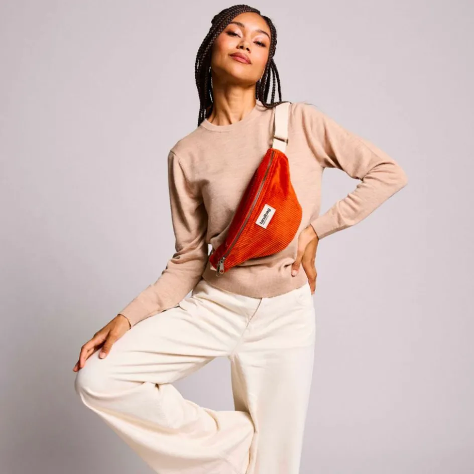 Best Hindbag Sac banane Olivia Velours Brique