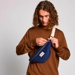 Clearance Hindbag Sac banane Olivia Velours Marine