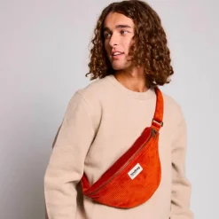 Best Hindbag Sac banane Sasha L Velours Brique