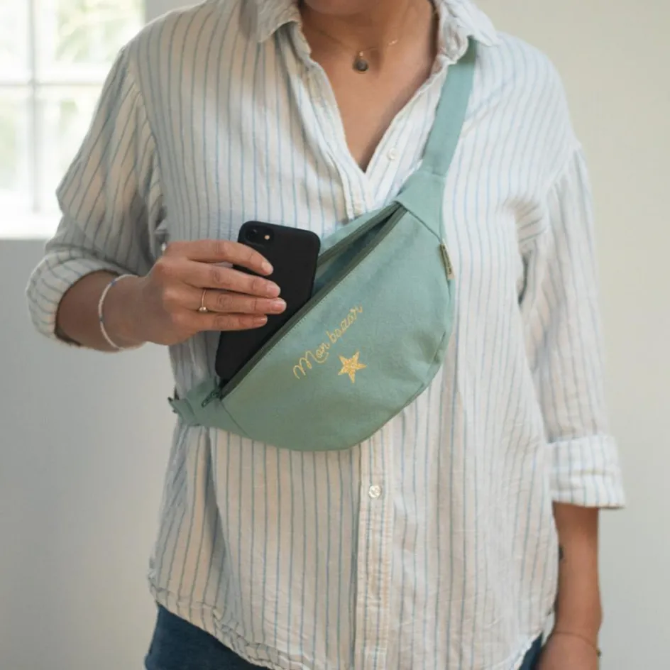 Sac banane vert amande (personnalisable)|Les Griottes Discount