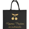 New Les Griottes Sac cabas noir pour adulte en toile de jute (personnalisable)