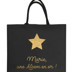 New Les Griottes Sac cabas noir pour adulte en toile de jute (personnalisable)