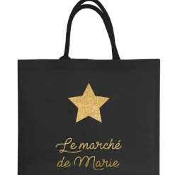 New Les Griottes Sac cabas noir pour adulte en toile de jute (personnalisable)