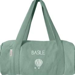 Outlet Les Griottes Sac de voyage enfant vert amande en coton (personnalisable)