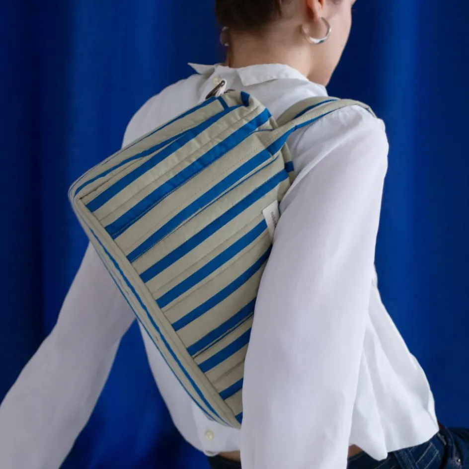 Sac pour poussette Stories Édition limitée Green blue stripes|Nobodinoz Outlet