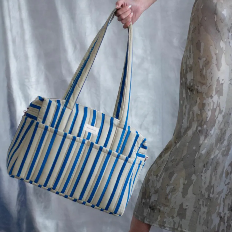 Sac pour poussette Stories Édition limitée Green blue stripes|Nobodinoz Outlet