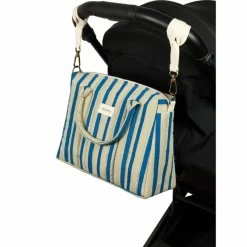 Sac pour poussette Stories Édition limitée Green blue stripes|Nobodinoz Outlet
