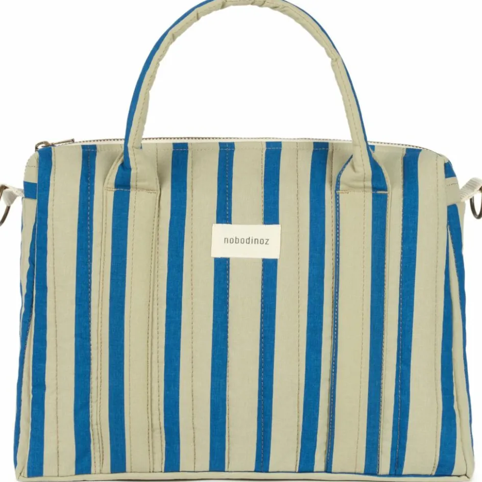 Sac pour poussette Stories Édition limitée Green blue stripes|Nobodinoz Outlet