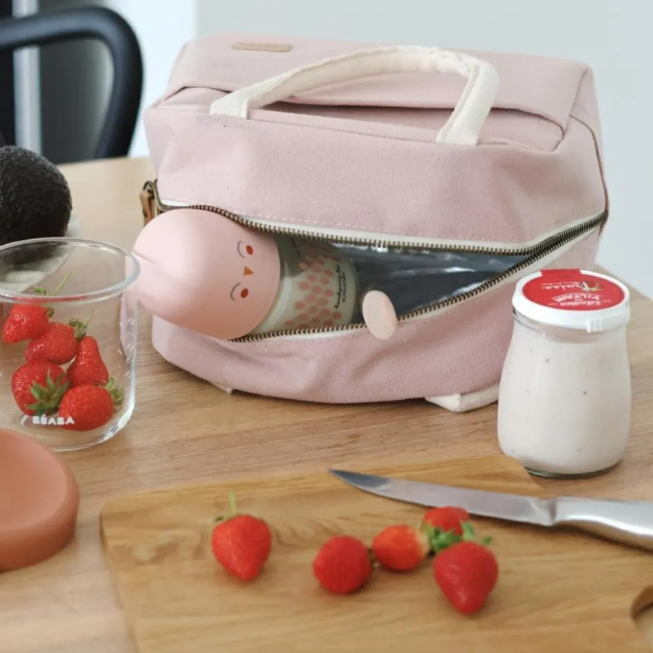 Sac repas isotherme rose poudré|Béaba Discount