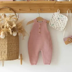 Best Trois Kilos Sept Salopette en maille Rose poudre (1-3 mois)