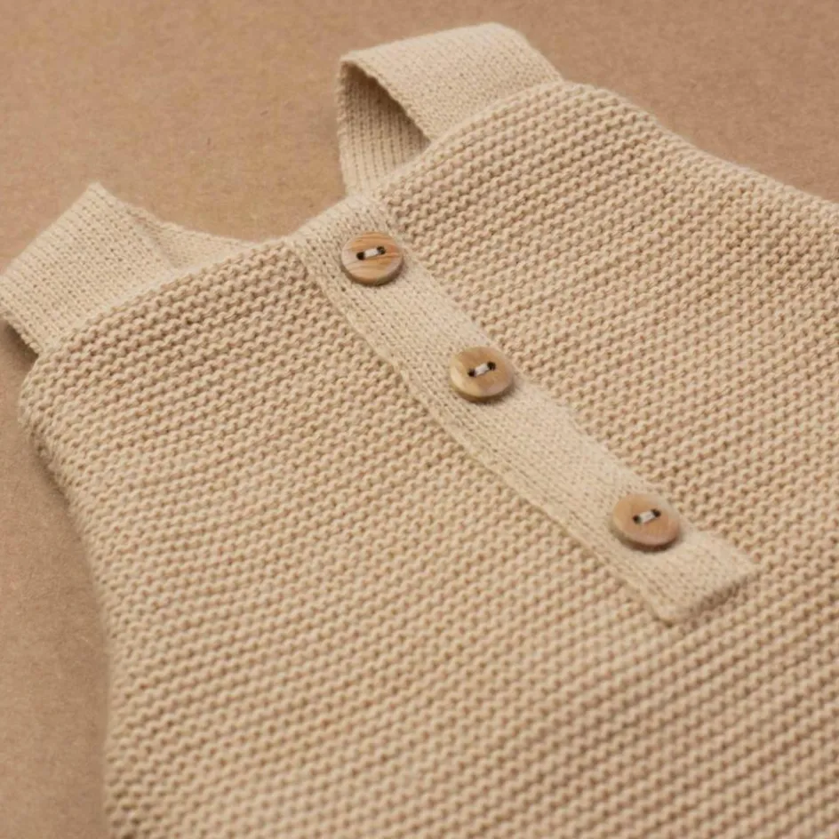 Salopette en maille Sable (1-3 mois)|Trois Kilos Sept New