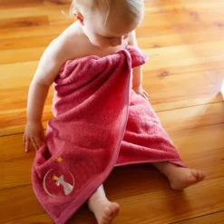 Serviette de bain Faon Fraise personnalisable (70 x 140 cm)|L'oiseau bateau