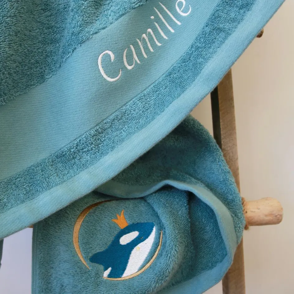 Serviette de bain orque océan personnalisable (70 x 140 cm)|L'oiseau bateau Discount