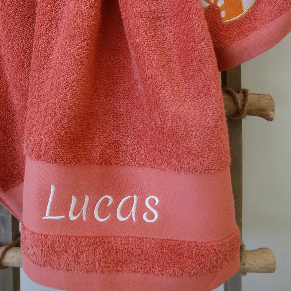 New L'oiseau bateau Serviette de bain panda roux terracotta personnalisable (70 x 140 cm)