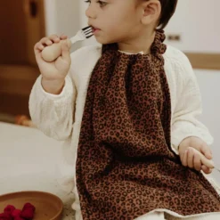 Serviette de cantine Gaze Léopard Marron|Atelier Wagram New