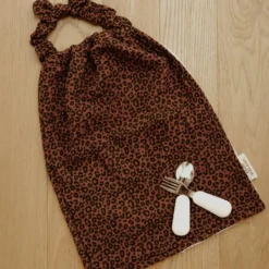 Serviette de cantine Gaze Léopard Marron|Atelier Wagram New