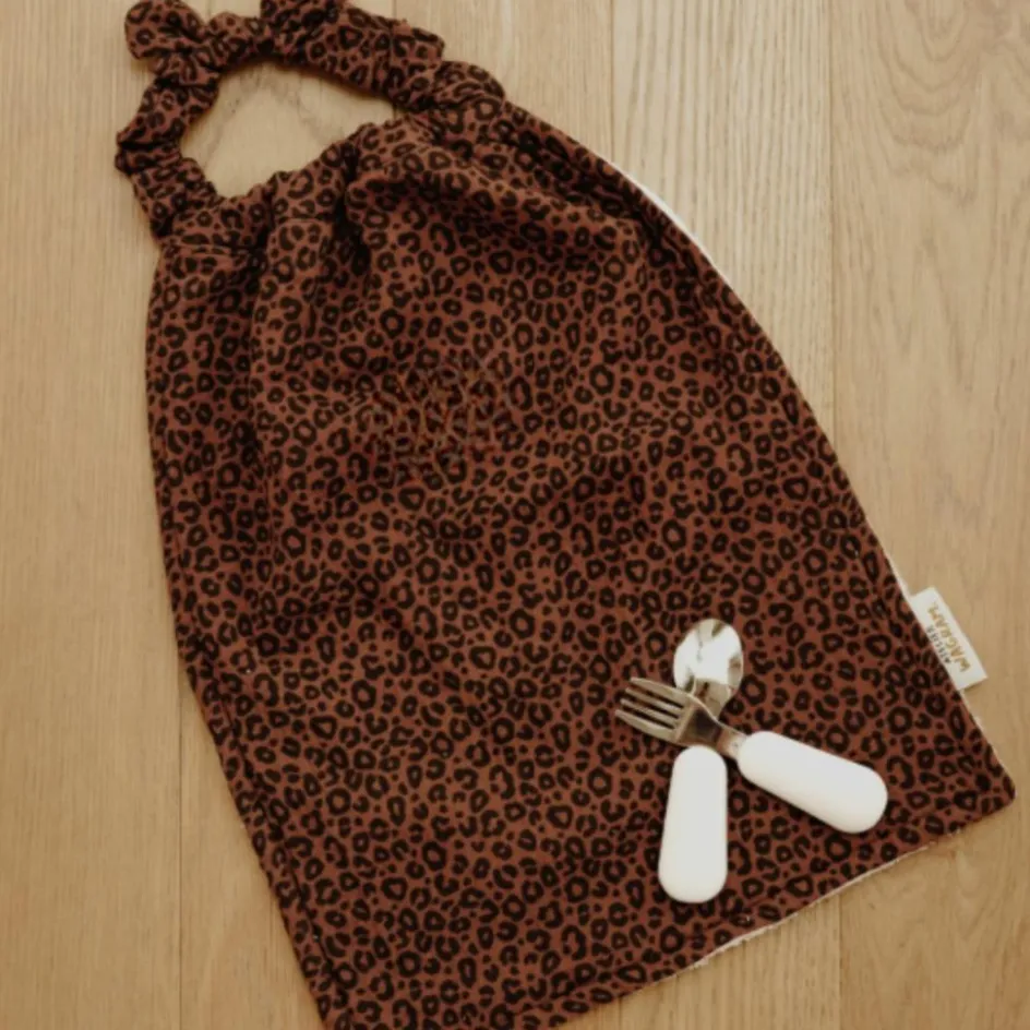 Serviette de cantine Gaze Léopard Marron|Atelier Wagram New