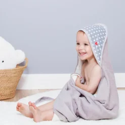 New Baby to Love Serviette tablier de bain papillon grise Etoile (108 x 107 cm)