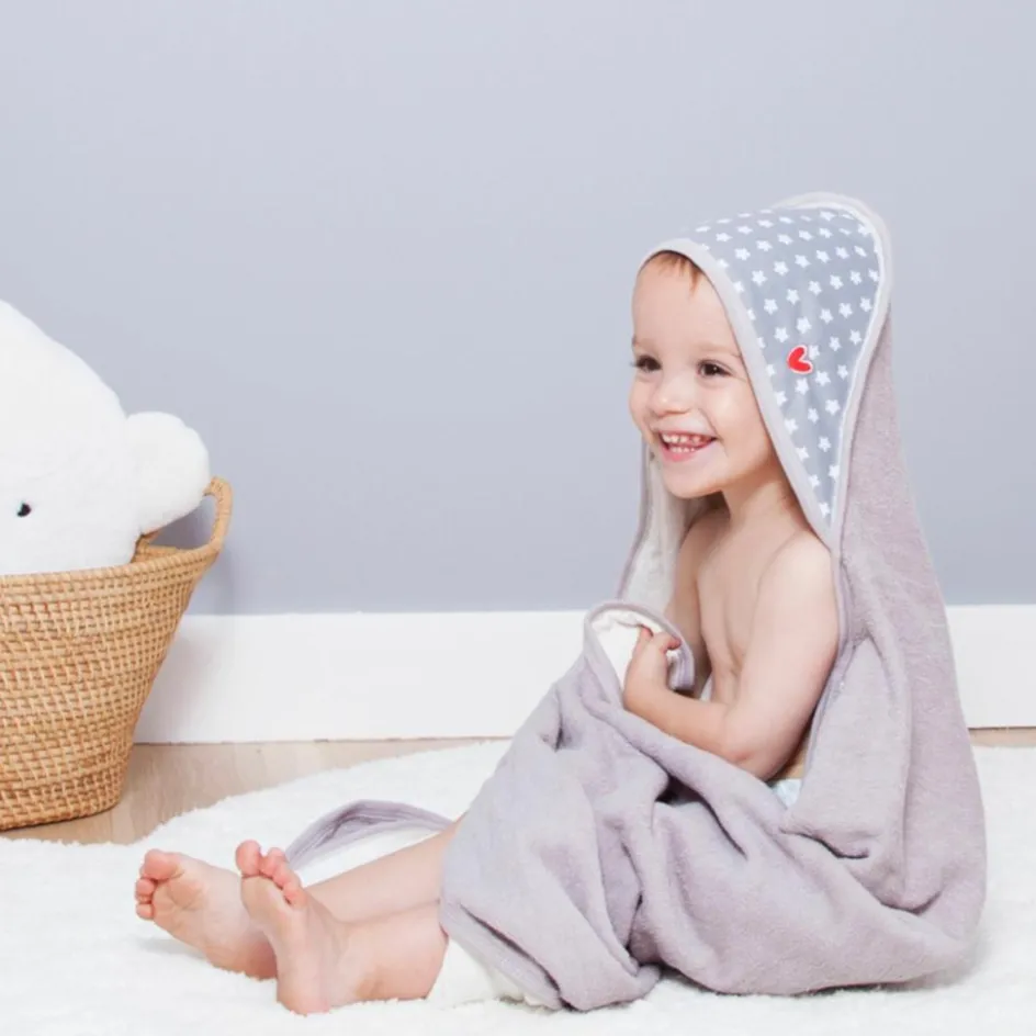 New Baby to Love Serviette tablier de bain papillon grise Etoile (108 x 107 cm)