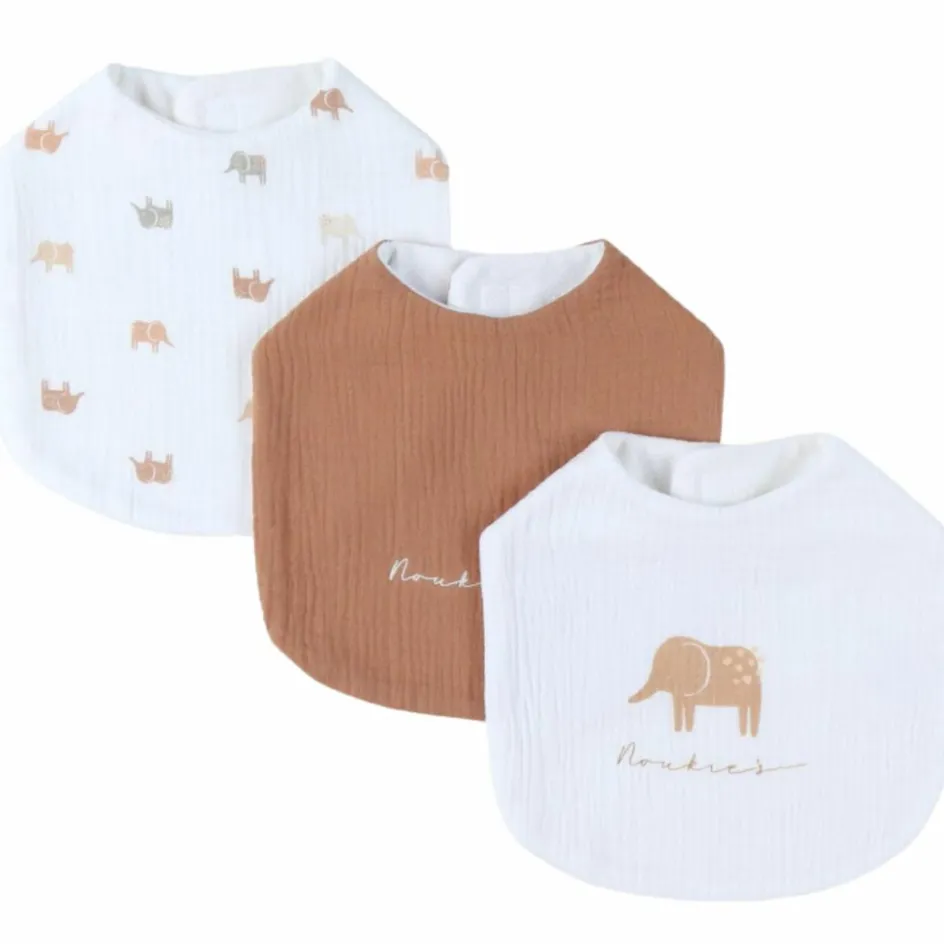 Sale Noukie's Set 3 bavoirs mousseline Elephants
