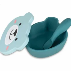 Clearance TUM TUM Set bol à ventouse et cuillère en silicone Ourson Bleu