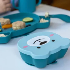 Clearance TUM TUM Set bol à ventouse et cuillère en silicone Ourson Bleu
