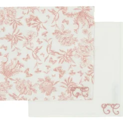Set de 2 langes Toile de Jouy rose (70 x 70 cm)|Tartine et Chocolat Outlet