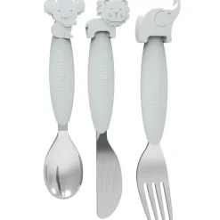 Outlet Bo Jungle Set de couverts en inox et silicone gris (3 pièces)